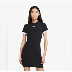 Nike Women's Black Mini Dress with Multicolor Logo